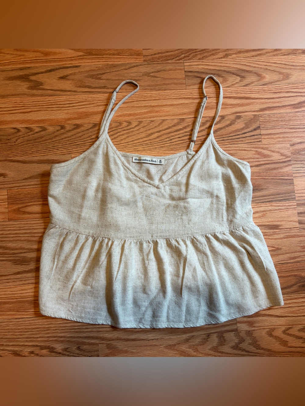 Abercrombie & Fitch Cream Spaghetti Strap Peplum Tank Top